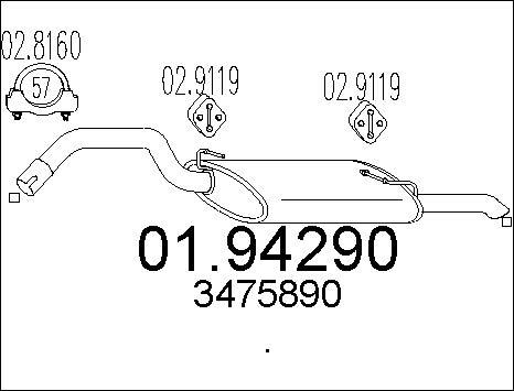 MTS 01.94290 - Глушник вихлопних газів кінцевий autocars.com.ua