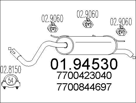 MTS 01.94530 - Глушник вихлопних газів кінцевий autocars.com.ua