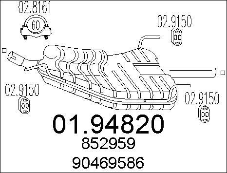 MTS 01.94820 - Глушник вихлопних газів кінцевий autocars.com.ua