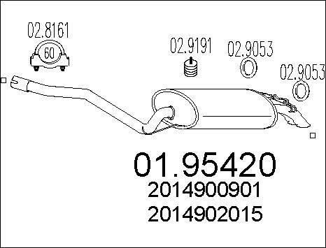 MTS 01.95420 - Глушник вихлопних газів кінцевий autocars.com.ua