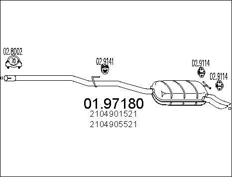 MTS 01.97180 - Глушник вихлопних газів кінцевий autocars.com.ua