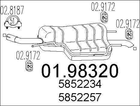 MTS 01.98320 - Глушник вихлопних газів кінцевий autocars.com.ua