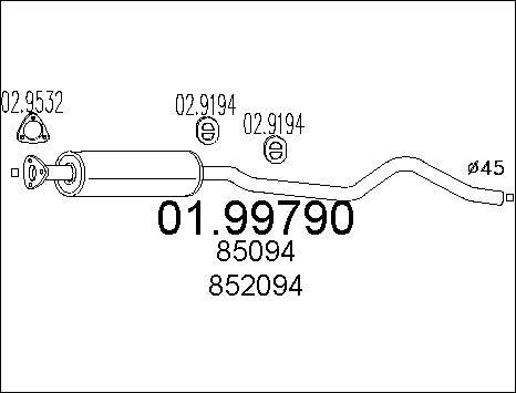 MTS 01.99790 - Середній глушник вихлопних газів autocars.com.ua