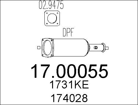 MTS 17.00055 - Сажевый / частичный фильтр, система выхлопа ОГ avtokuzovplus.com.ua