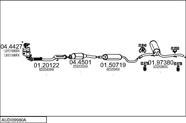 MTS AUDI09980A016679 - Система випуску ОГ autocars.com.ua