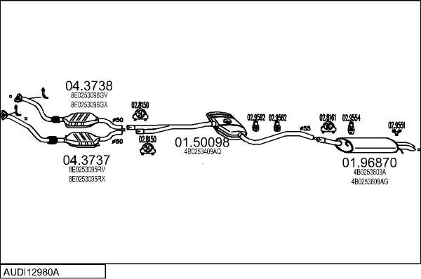 MTS AUDI12980A008941 - Система випуску ОГ autocars.com.ua