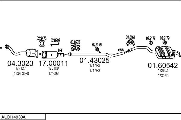MTS AUDI14930A016984 - Система випуску ОГ autocars.com.ua