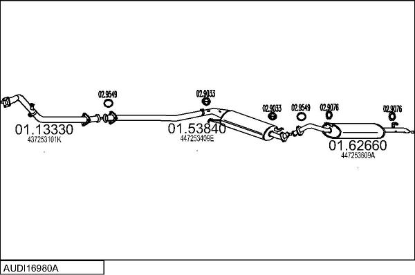 MTS AUDI16980A001340 - Система випуску ОГ autocars.com.ua