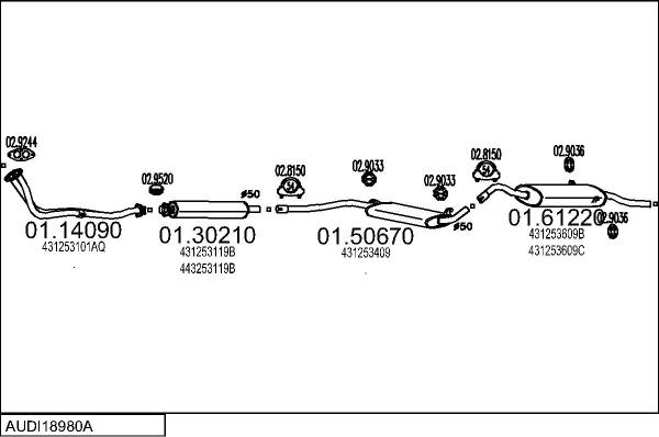 MTS AUDI18980A001329 - Система випуску ОГ autocars.com.ua