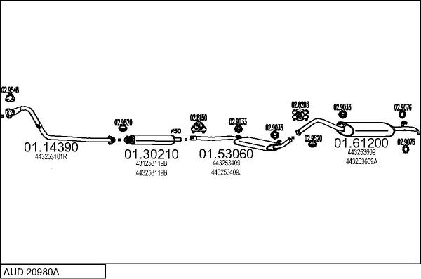 MTS AUDI20980A001323 - Система випуску ОГ autocars.com.ua