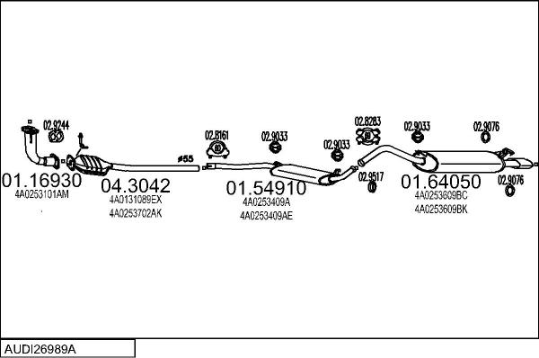 MTS AUDI26989A001384 - Система випуску ОГ autocars.com.ua