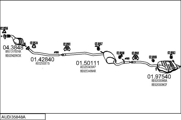 MTS AUDI35848A015511 - Система випуску ОГ autocars.com.ua