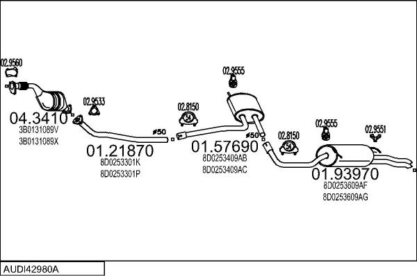 MTS AUDI42980A011365 - Система випуску ОГ autocars.com.ua