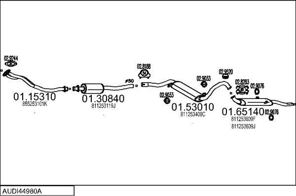 MTS AUDI44980A001472 - Система випуску ОГ autocars.com.ua