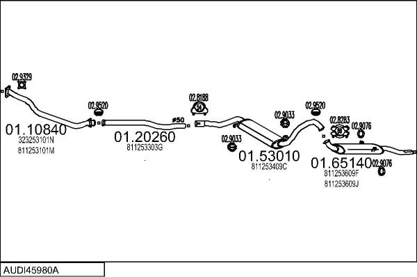 MTS AUDI45980A012966 - Система випуску ОГ autocars.com.ua