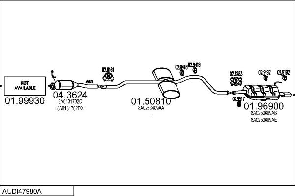MTS AUDI47980A001131 - Система випуску ОГ autocars.com.ua