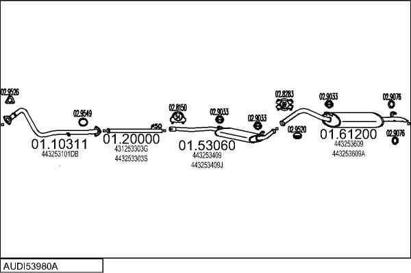MTS AUDI53980A001323 - Система випуску ОГ autocars.com.ua