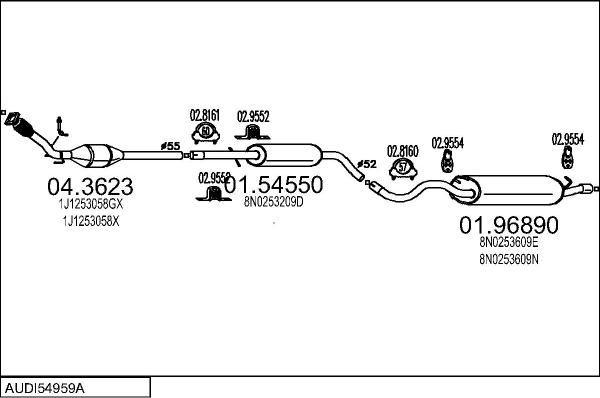 MTS AUDI54959A009901 - Система випуску ОГ autocars.com.ua