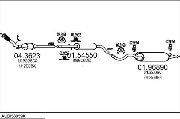 MTS AUDI58959A011342 - Система випуску ОГ autocars.com.ua
