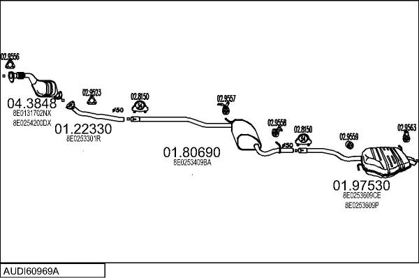 MTS AUDI60969A016261 - Система випуску ОГ autocars.com.ua
