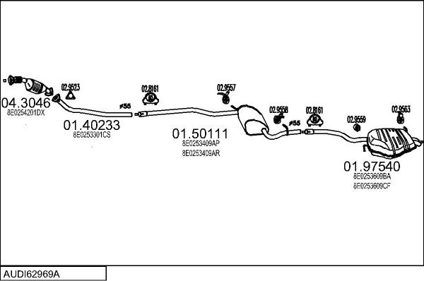 MTS AUDI62969A018226 - Система випуску ОГ autocars.com.ua