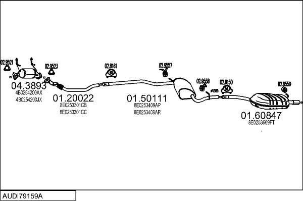 MTS AUDI79159A018398 - Система випуску ОГ autocars.com.ua