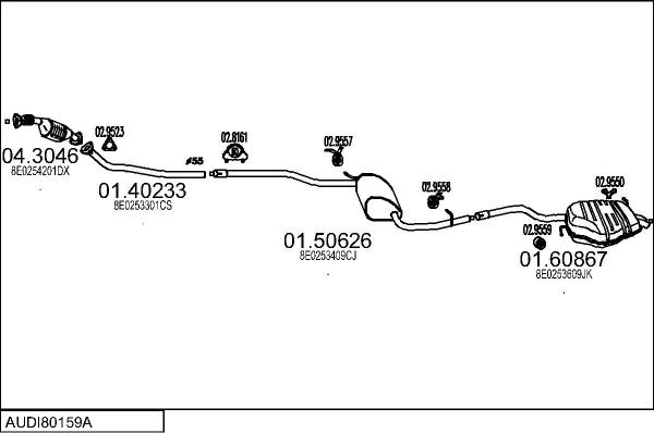 MTS AUDI80159A027326 - Система випуску ОГ autocars.com.ua