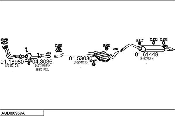 MTS AUDI86959A001509 - Система випуску ОГ autocars.com.ua
