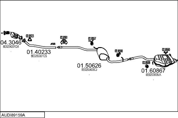 MTS AUDI89159A028568 - Система випуску ОГ autocars.com.ua