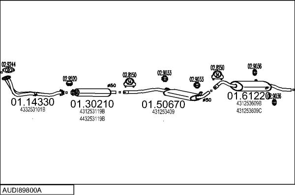 MTS AUDI89800A001299 - Система випуску ОГ autocars.com.ua