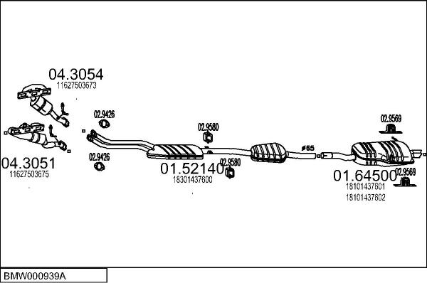 MTS BMW000939A008964 - Система випуску ОГ autocars.com.ua
