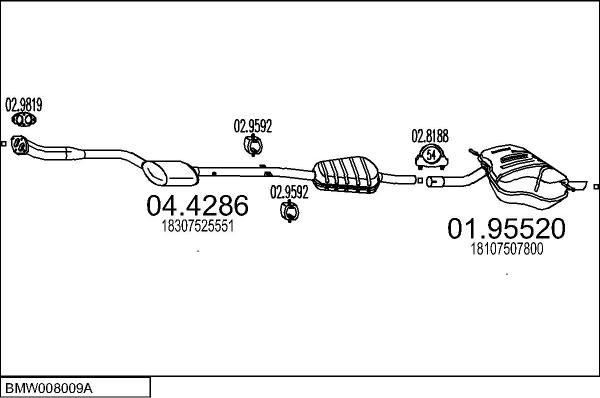 MTS BMW008009A015924 - Система випуску ОГ autocars.com.ua