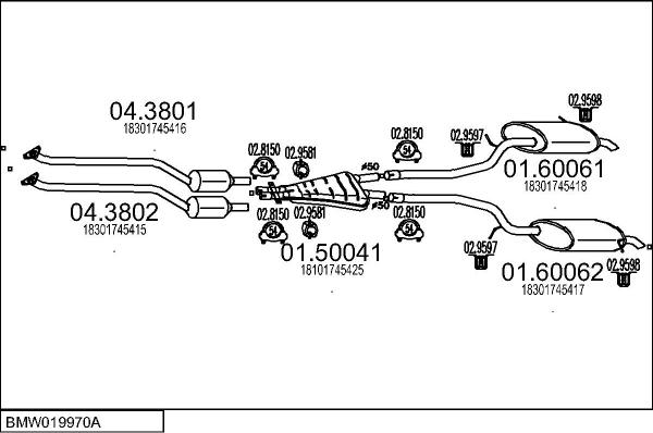 MTS BMW019970A005105 - Система випуску ОГ autocars.com.ua