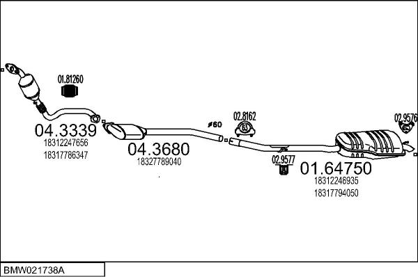 MTS BMW021738A054952 - Система випуску ОГ autocars.com.ua