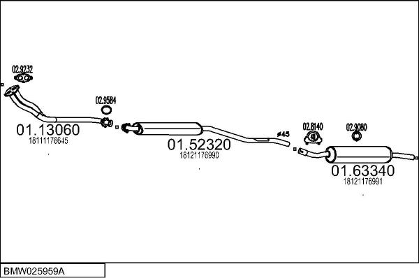 MTS BMW025959A000020 - Система випуску ОГ autocars.com.ua