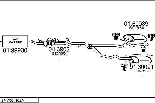 MTS BMW034929A013043 - Система випуску ОГ autocars.com.ua
