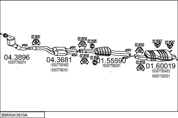 MTS BMW043970A013874 - Система випуску ОГ autocars.com.ua