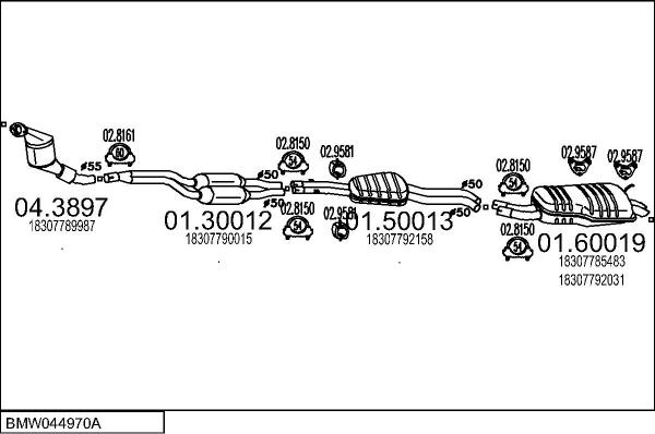 MTS BMW044970A017351 - Система випуску ОГ autocars.com.ua