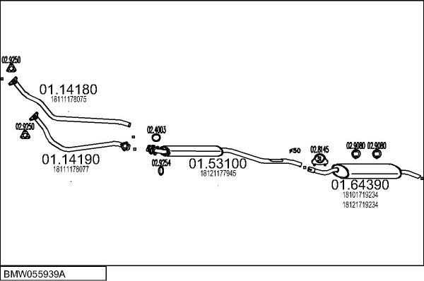 MTS BMW055939A000042 - Система випуску ОГ autocars.com.ua