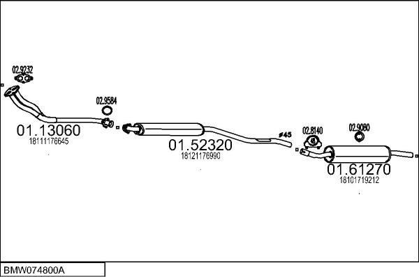 MTS BMW074800A006145 - Система випуску ОГ autocars.com.ua