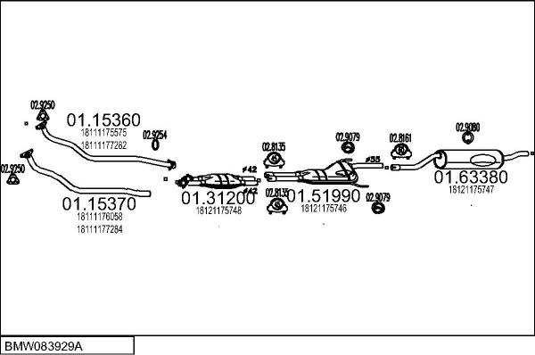 MTS BMW083929A000225 - Система випуску ОГ autocars.com.ua