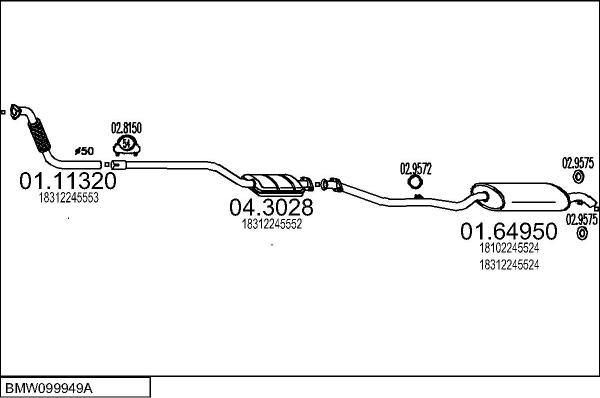MTS BMW099949A003818 - Система випуску ОГ autocars.com.ua