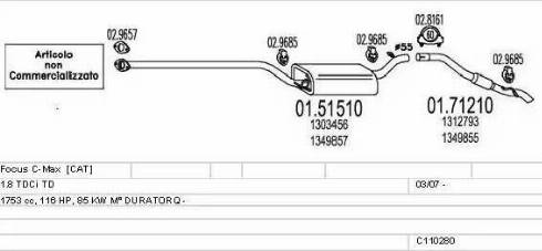 MTS C110280004021 - Система випуску ОГ autocars.com.ua