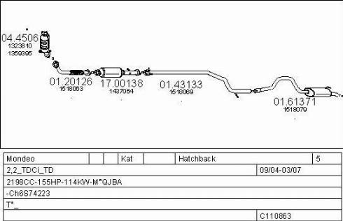 MTS C110863030212 - Система випуску ОГ autocars.com.ua