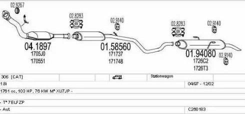 MTS C260183006082 - Система випуску ОГ autocars.com.ua