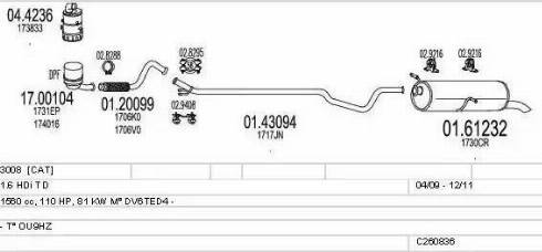 MTS C260836023886 - Система випуску ОГ autocars.com.ua