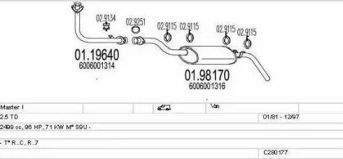 MTS C280177006733 - Система випуску ОГ autocars.com.ua