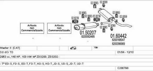 MTS C280798011850 - Система випуску ОГ autocars.com.ua