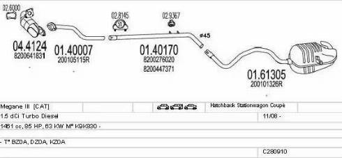 MTS C280910028080 - Система випуску ОГ autocars.com.ua