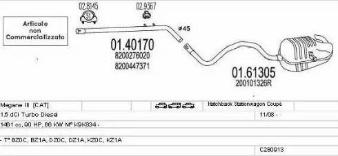 MTS C280913028085 - Система випуску ОГ autocars.com.ua